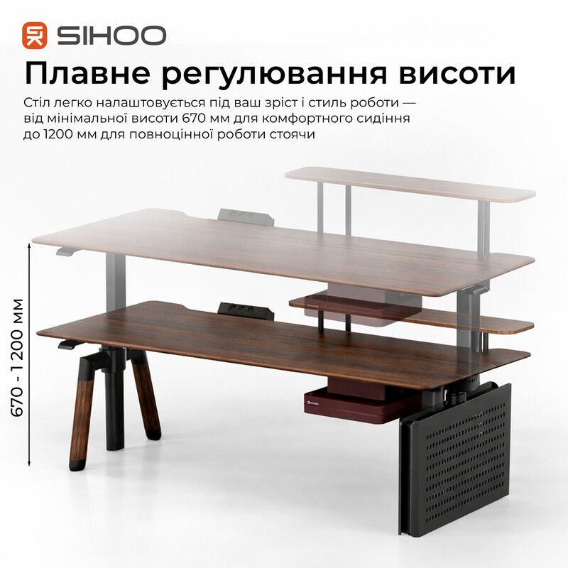 Комп`ютерний стіл Sihoo D07 Walnut/Black (D07B-101/D07J-101-AB)