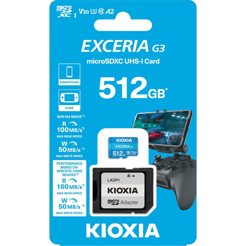Карта пам`ятi MicroSDXC 512GB UHS-I/U3 Class 10 Kioxia Exceria G3 R100/W50MB/s + SD-adapter (LMEX3L512GG2)