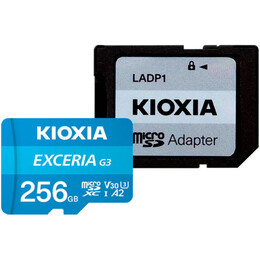 Карта пам`ятi MicroSDXC 256GB UHS-I/U3 Class 10 Kioxia Exceria G3 R100/W50MB/s + SD-adapter (LMEX3L256GG2)