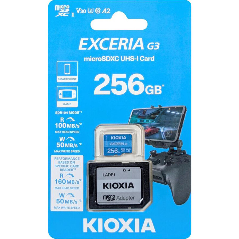 Карта пам`ятi MicroSDXC 256GB UHS-I/U3 Class 10 Kioxia Exceria G3 R100/W50MB/s + SD-adapter (LMEX3L256GG2)