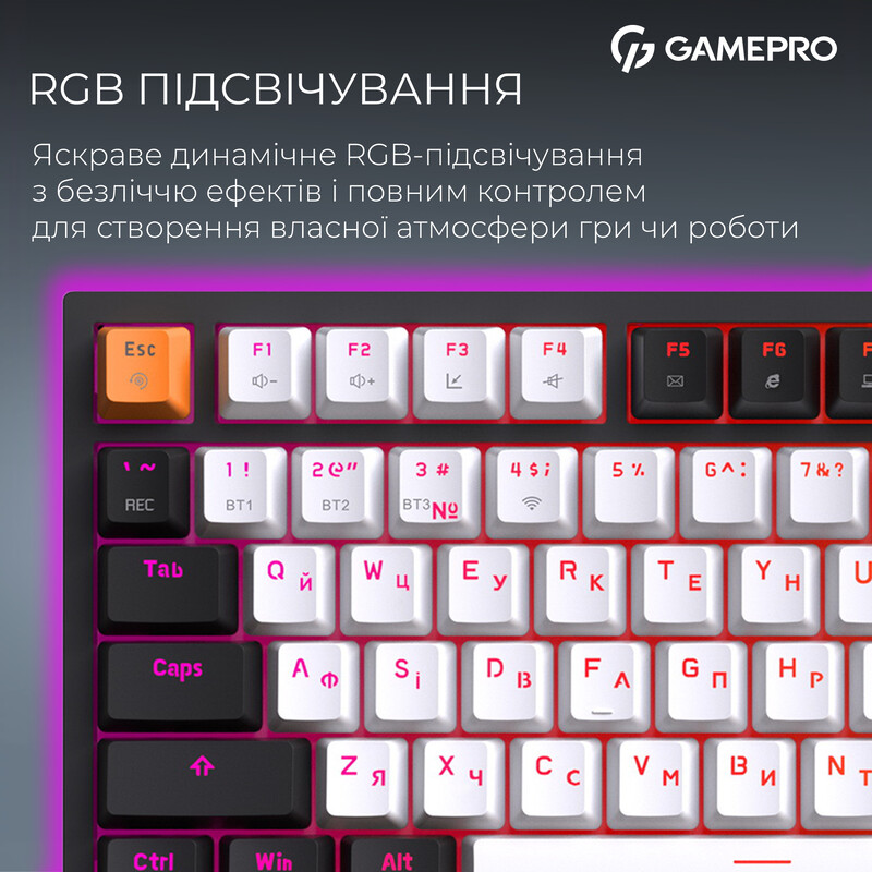 Клавіатура бездротова GamePro Asgard Valhalla QLAB Sakura Switch Black (MK160-B-QS-PRO)