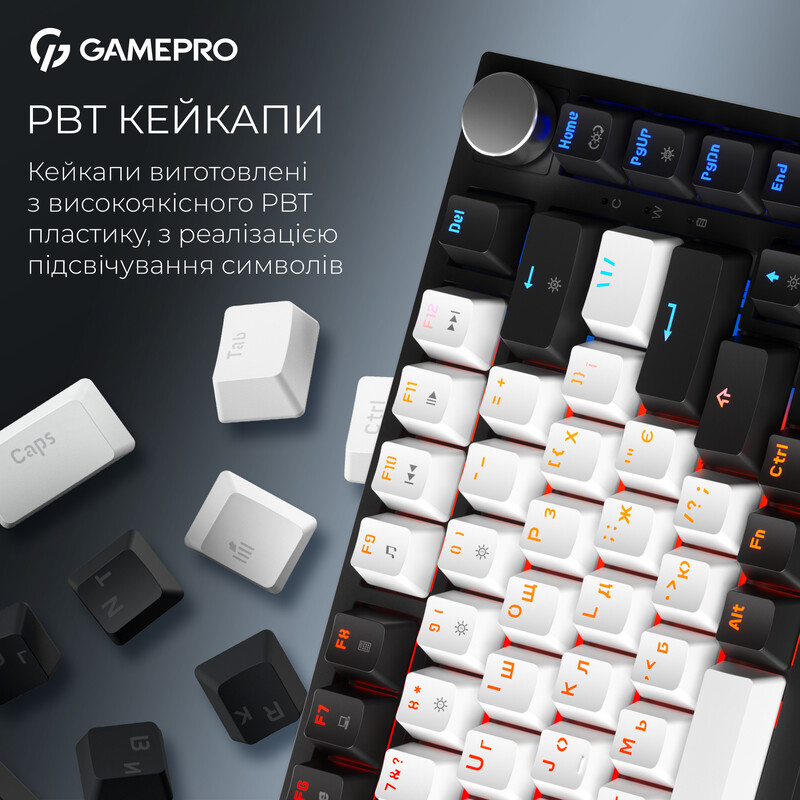 Клавіатура бездротова GamePro Asgard Valhalla QLAB Sakura Switch Black (MK160-B-QS-PRO)
