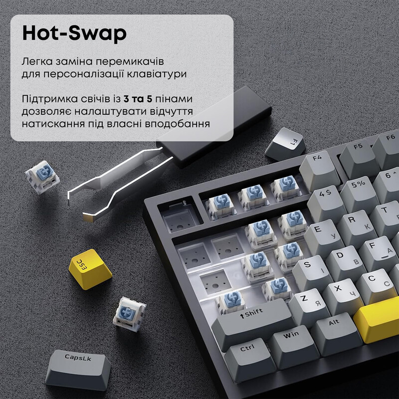 Клавиатура Ajazz AK820 Sea Salt Switch Black USB-C (AK820-SS-BGY)
