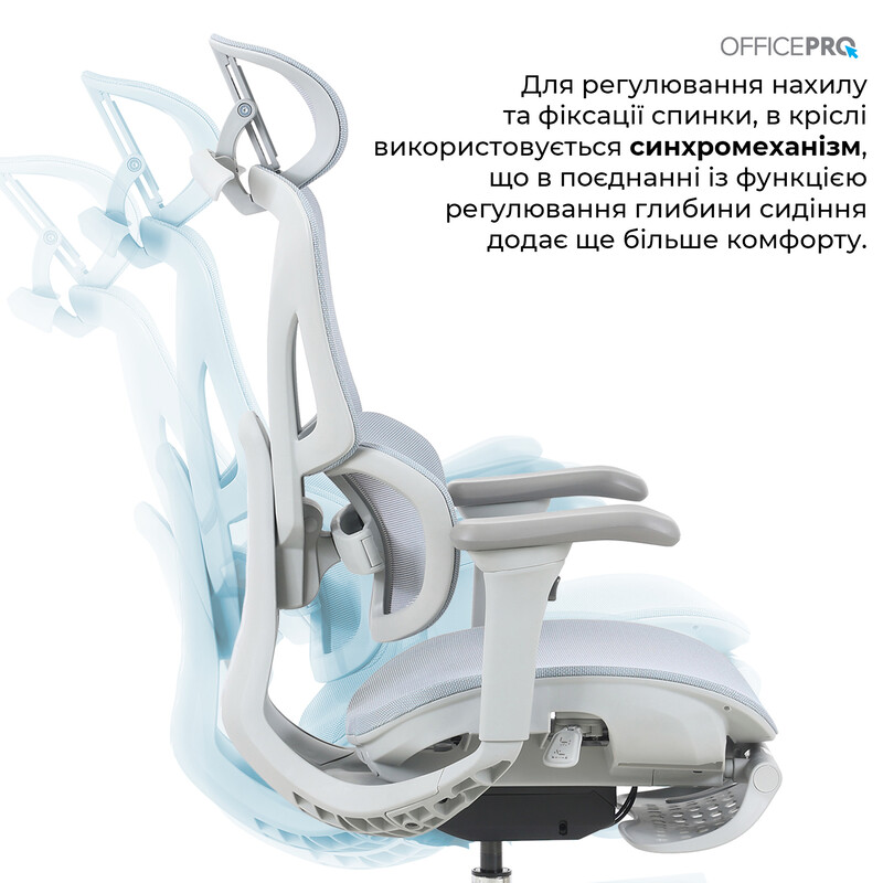 Кресло офисное OfficePro Elite OC950GLB Gray/Light Blue