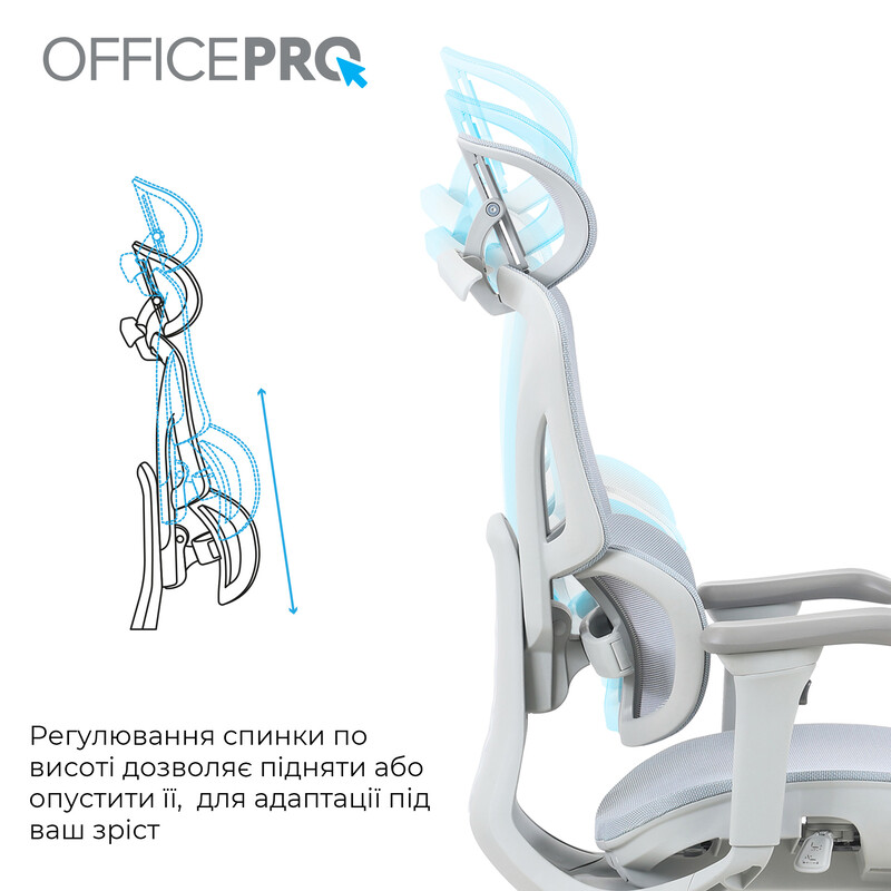 Кресло офисное OfficePro Elite OC950GLB Gray/Light Blue