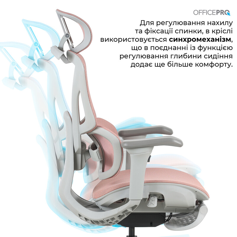 Кресло офисное OfficePro Elite OC950GLP Gray/Light Pink
