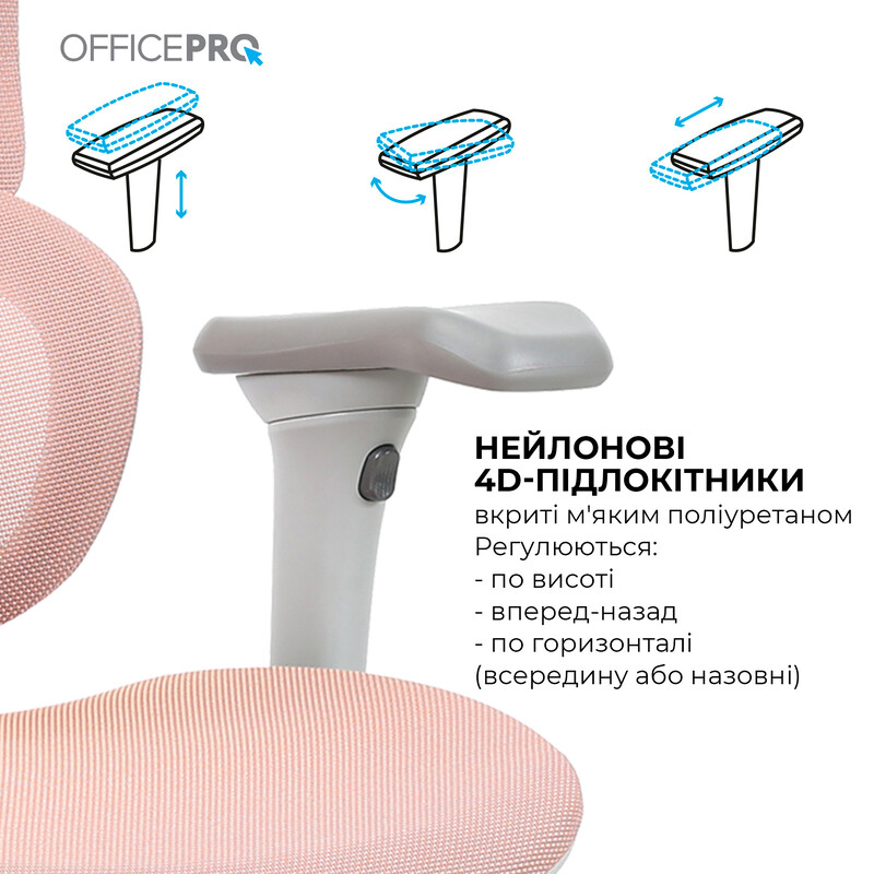 Кресло офисное OfficePro Elite OC950GLP Gray/Light Pink