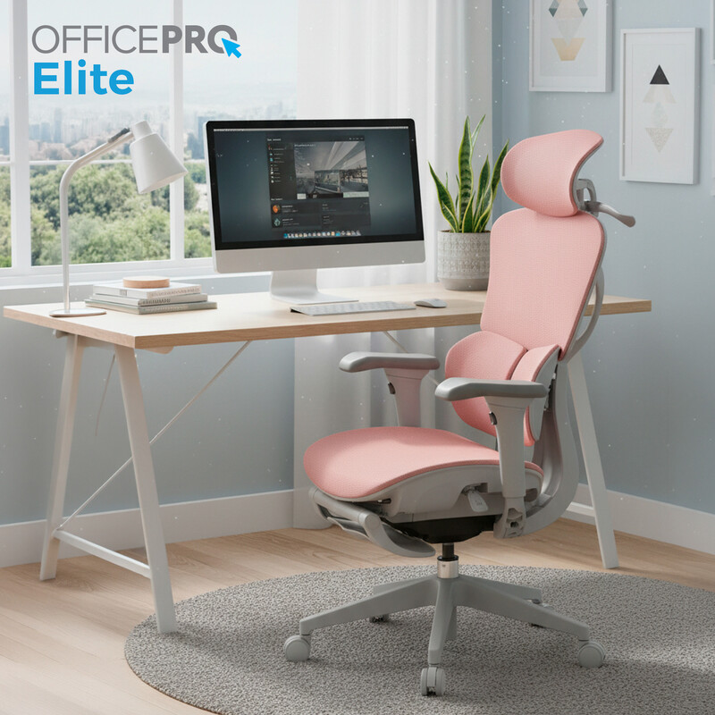 Кресло офисное OfficePro Elite OC950GLP Gray/Light Pink