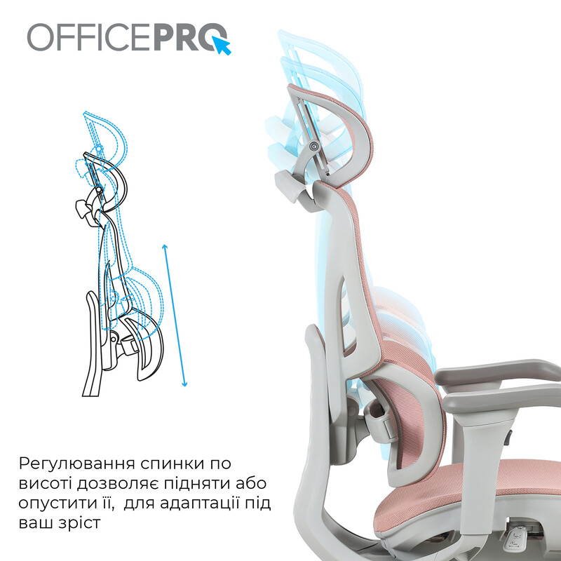 Кресло офисное OfficePro Elite OC950GLP Gray/Light Pink