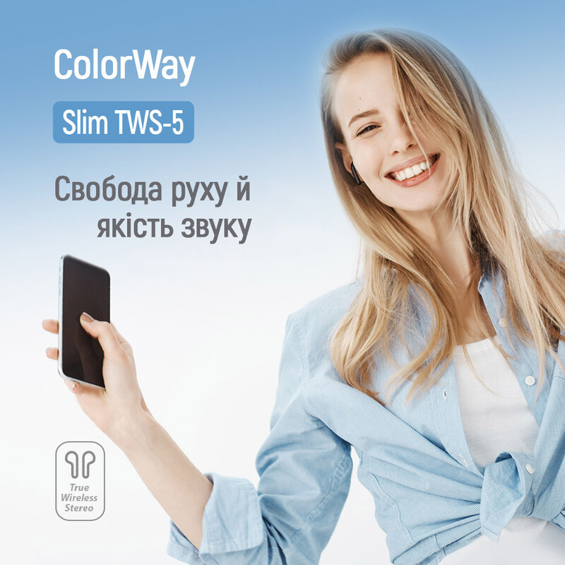 Bluetooth-гарнитура СolorWay Slim TWS-5 Earbuds Black (CW-TWS5BK)