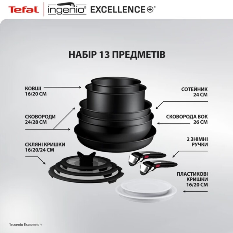 Набор посуды Tefal Ingenio Excellence+ 13 предметов (P0009753)