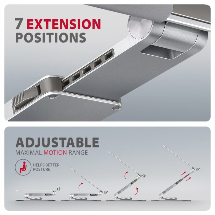 Підставка для ноутбука Axagon Rotating Aluminum Stand for Laptop & Tablet Silver (STND-LR)