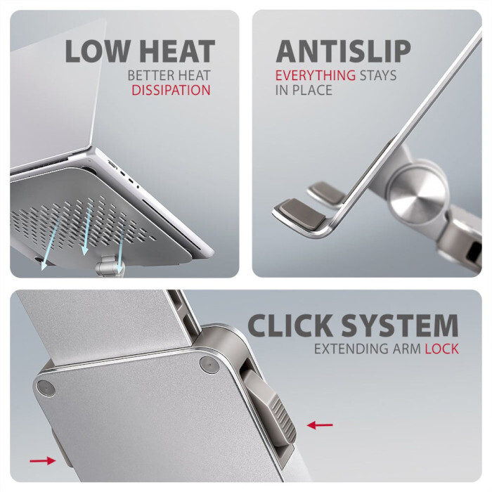 Підставка для ноутбука Axagon Rotating Aluminum Stand for Laptop & Tablet Silver (STND-LR)