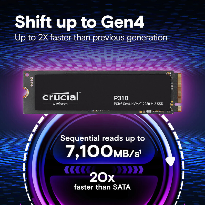 Накопичувач SSD Crucial P310 1TB M.2 2280 NVMe PCIe 4.0 x4 3D NAND TLC OEM (CT1000P310SSD8-T)