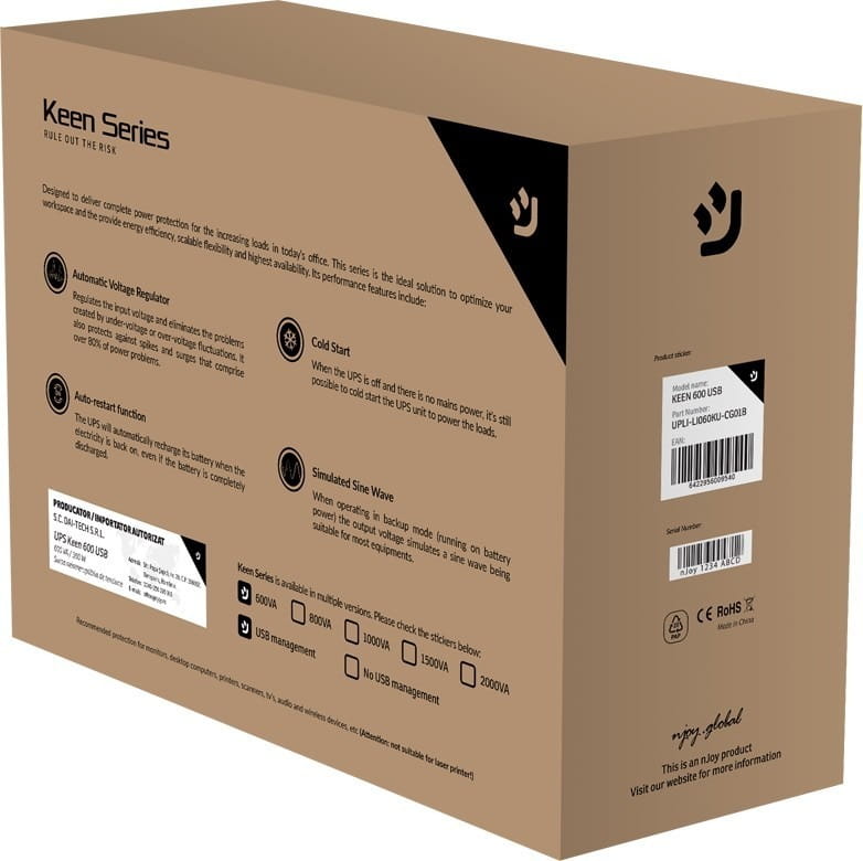 Джерело безперебійного живлення NJOY Keen 800 (UPLI-LI080KU-CG01B)