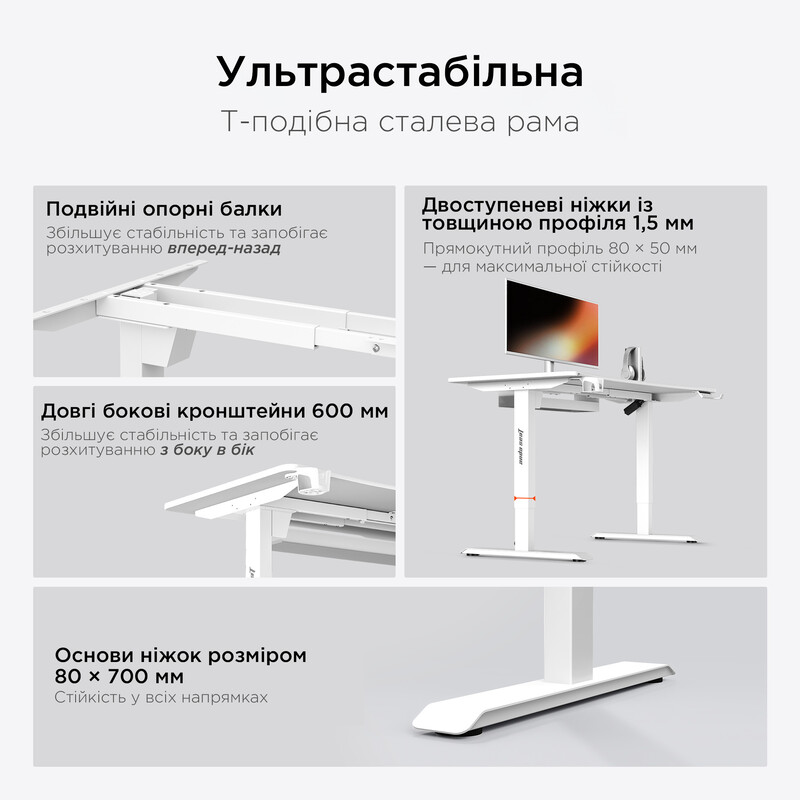 Компьютерный стол Anda Seat Xtreme 1600x800 White (AD-D-DD1-1600-07-W)