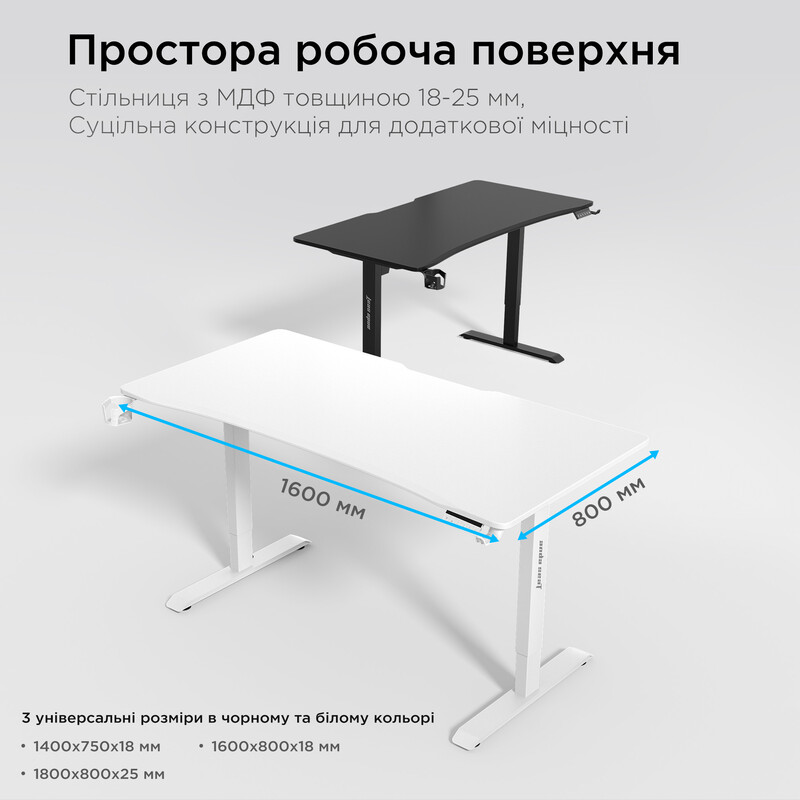 Компьютерный стол Anda Seat Xtreme 1600x800 White (AD-D-DD1-1600-07-W)