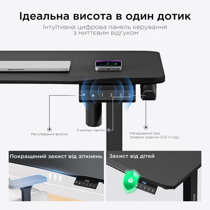 Компьютерный стол Anda Seat Xtreme E 1400x750 Black (AD-D-DD1-1400-06-B)