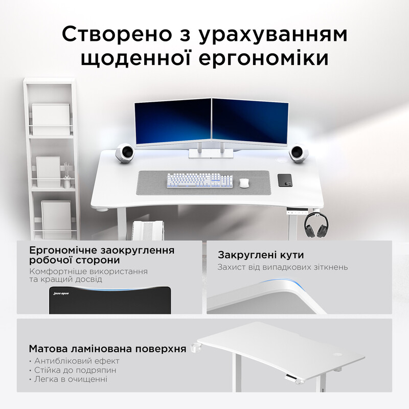 Компьютерный стол Anda Seat Xtreme Pro 1400x750 White (AD-D-DD1-1400-08-W)