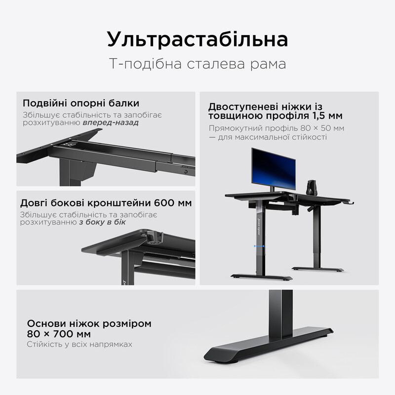 Компьютерный стол Anda Seat Xtreme Pro 1600x800 Black (AD-D-DD1-1600-08-B)