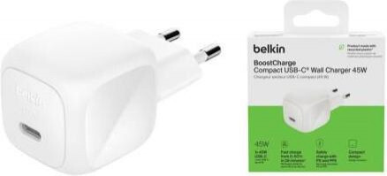 Мережевий зарядний пристрій Belkin BoostCharge Compact USB-C Wall Charger 45W White (WCA013KQWH)