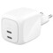 Фото - Сетевое зарядное устройство Belkin BoostCharge Pro New Dual USB-C GaN Wall Charger 67W White (WCH020KQWH) | click.ua