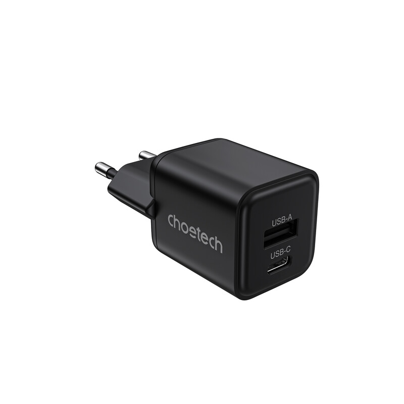 Сетевое зарядное устройство Choetech (USB-C+USB-A) Black (PD5012-EU-BK)