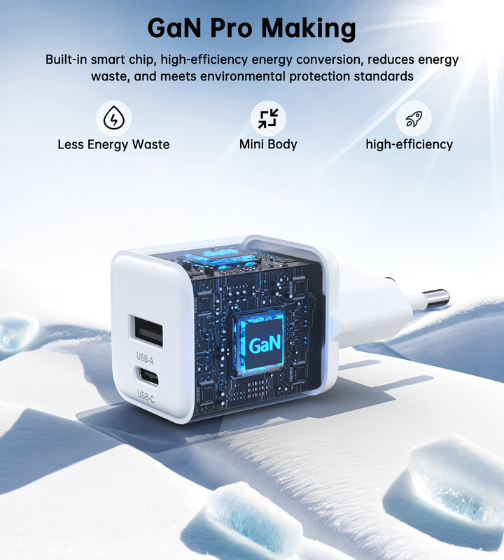 Сетевое зарядное устройство Choetech (USB-C+USB-A) White (PD5012-EU-WH)
