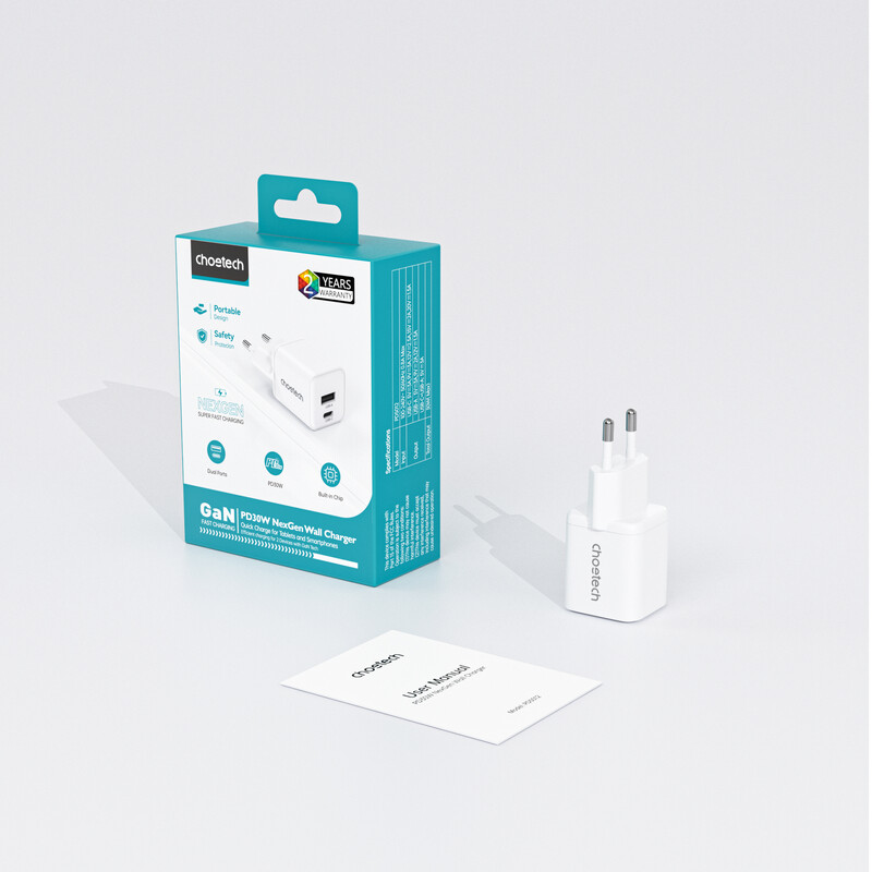 Сетевое зарядное устройство Choetech (USB-C+USB-A) White (PD5012-EU-WH)