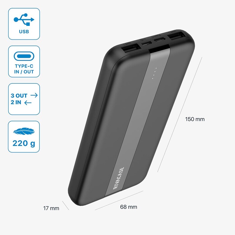 Універсальна мобільна батарея Rivacase Rivapower VA2041 10000mAh Black