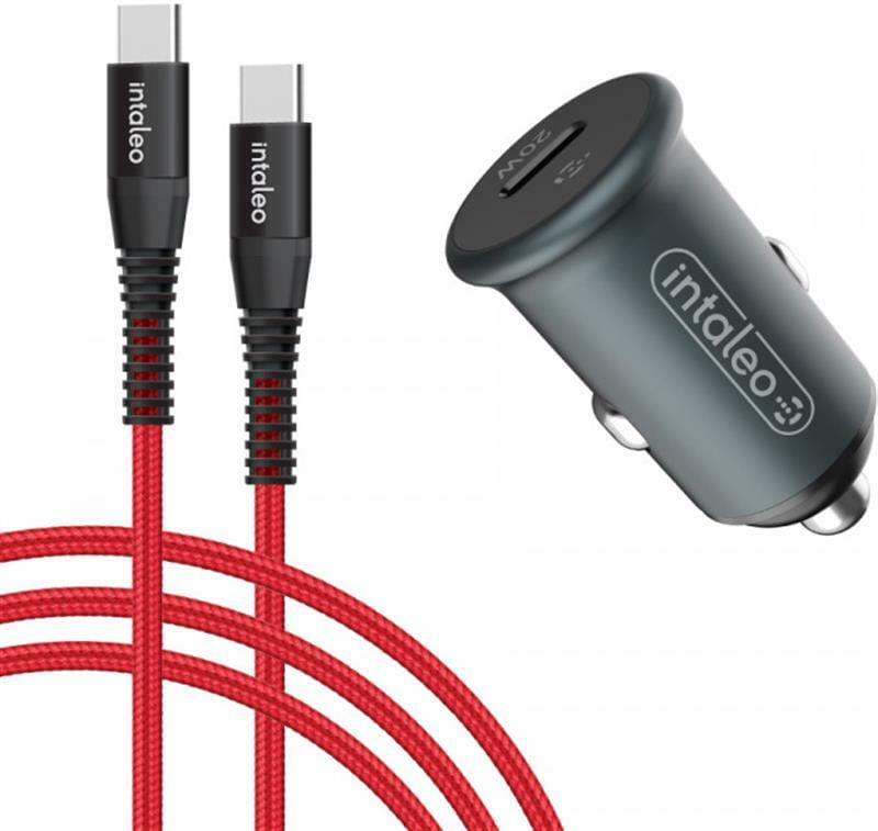 Автомобильное зарядное устройство Intaleo CCGQPD120T (USB, 3A) Grey (1283126509957) + кабель USB Type С