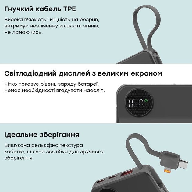 Універсальна мобільна батарея Choetech B695 10000mAh 20W Black (B695-BK)