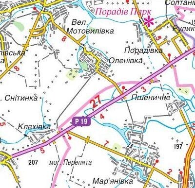 Карта автомобільних шляхів Київської області м-б 1:250 000