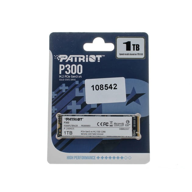 Накопитель SSD 1TB Patriot P300 M.2 2280 PCIe 3.0 x4 NVMe TLC (P300P1TBM28)