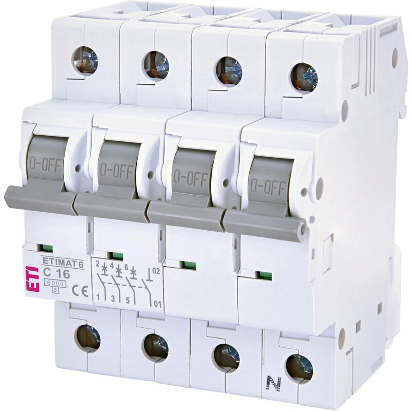 Автоматичний вимикач ETI ETIMAT 6 3p+N C 16 А (6 kA) (2146516)