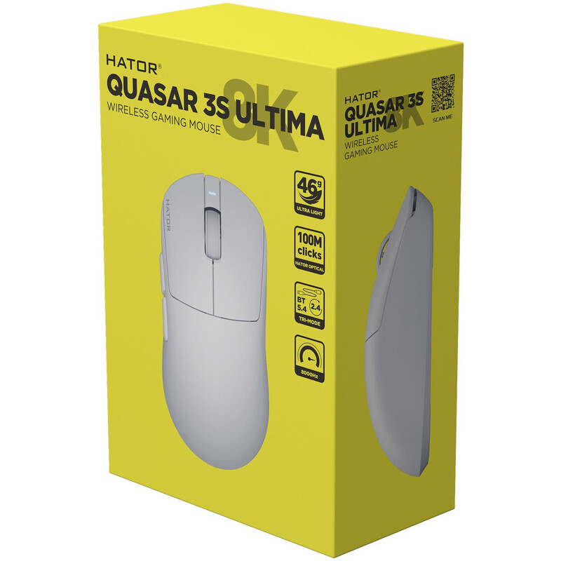 Мышь беспроводная Hator Quasar 3S Ultima 8K Wireless White (HTM661)