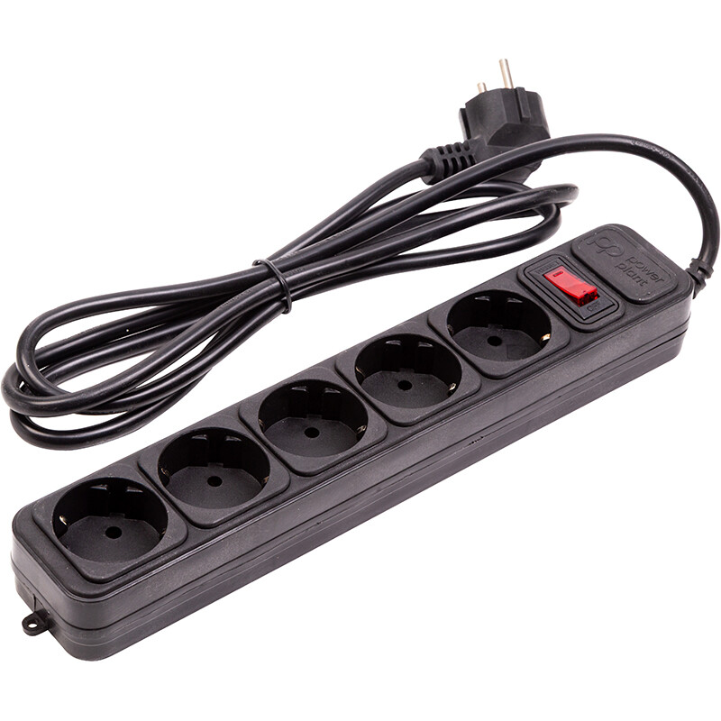 Фильтр питания PowerPlant JY-1056/1.8 (EX610716) 5 розеток, 1.8 м, черный