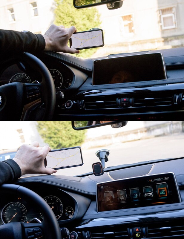 Автодержатель для смартфона магнитный Grand-X (крепление на панель или стекло) MT-03