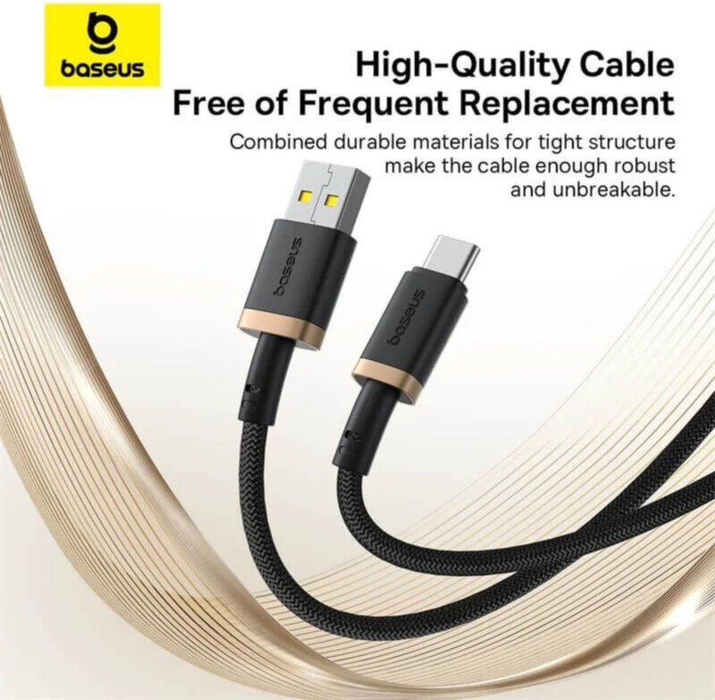 Кабель Baseus USB - USB Type-C (M/M), 60W, 2 м Black/Gold