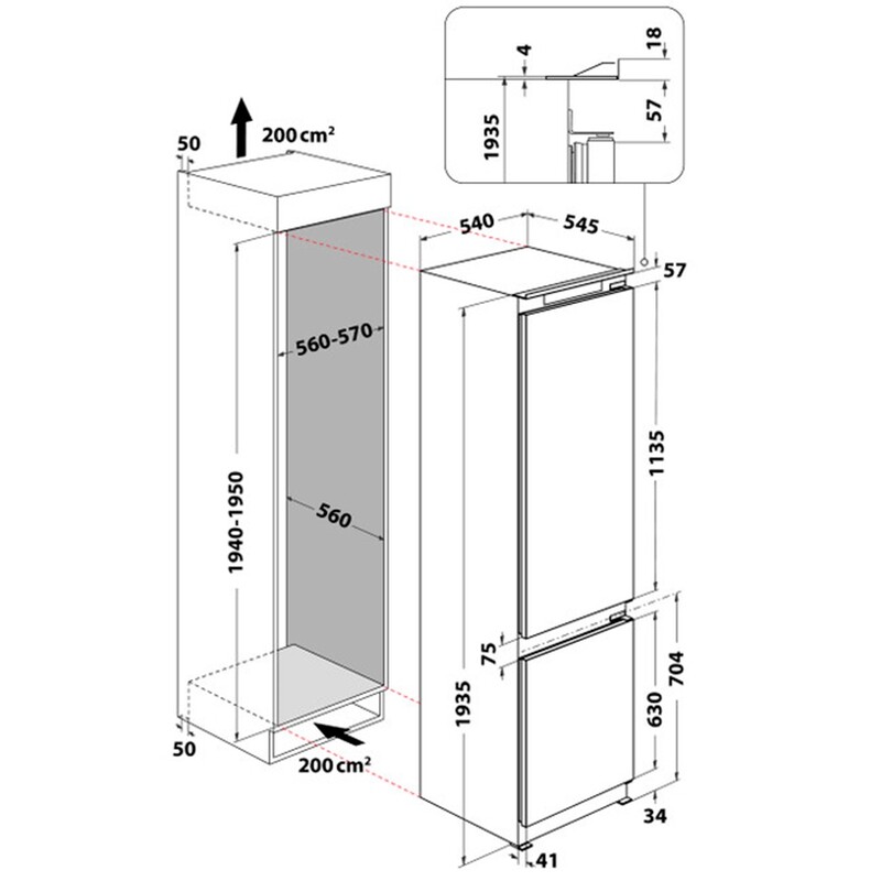 Встраиваемый холодильник Whirlpool WHC20D023B1 SF