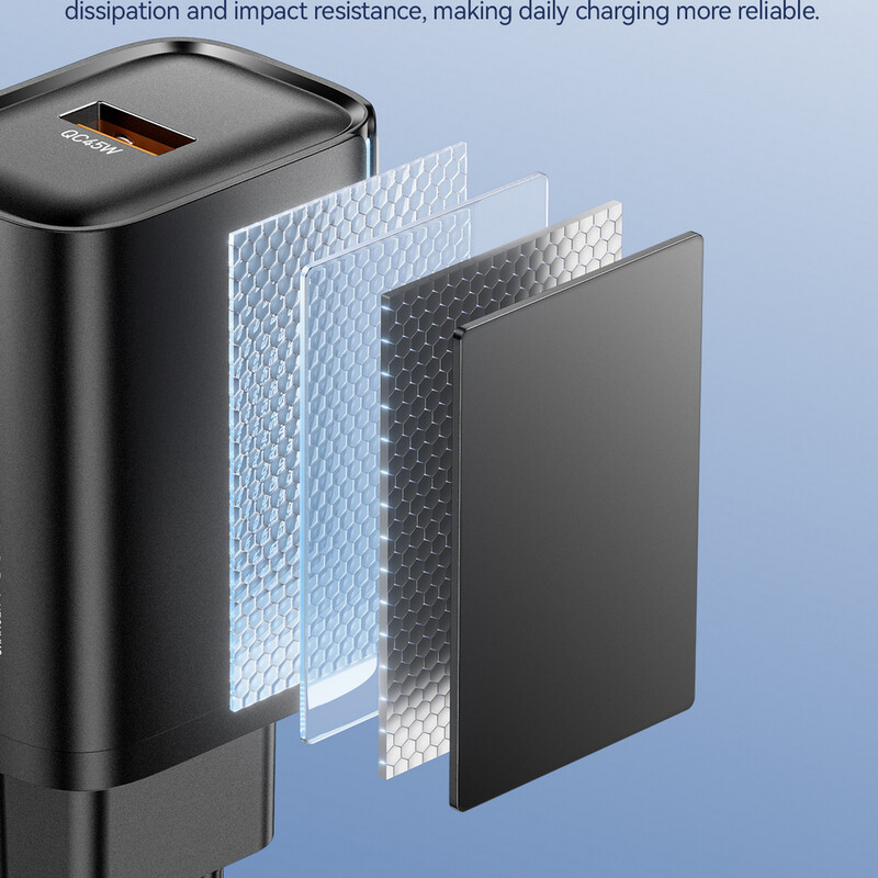 Сетевое зарядное устройство Essager Flash 45W USB-A QC Black (ECT45W-RPB01-Z)