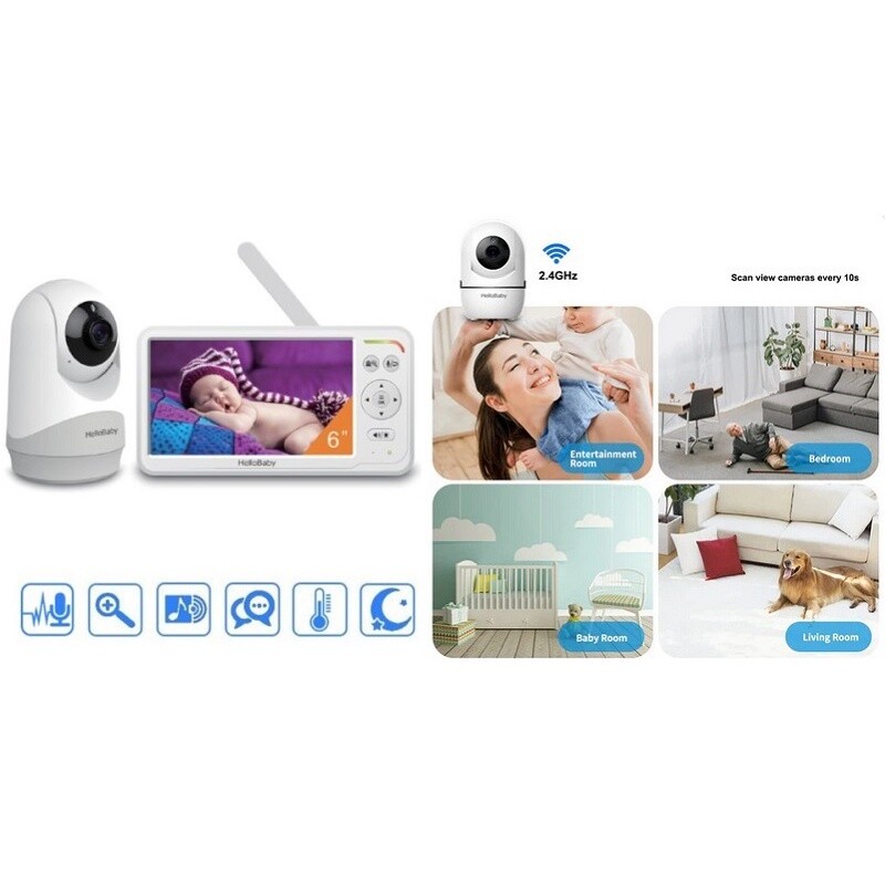 Відеоняня HelloBaby 6" White(HS083762)