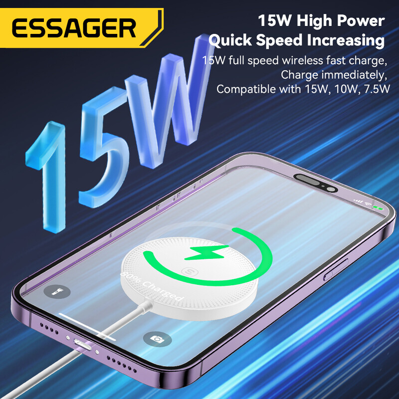 Беспроводное зарядное устройство Essager Wind 2in1 Wireless Charger 15W White (EWXCX-CF02-Z)