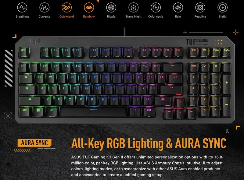 Клавиатура Asus TUF Gaming K3 Gen II Opti-Mech RGB 97key Switches ABS Black (90MP0390-BKMA00)_promo
