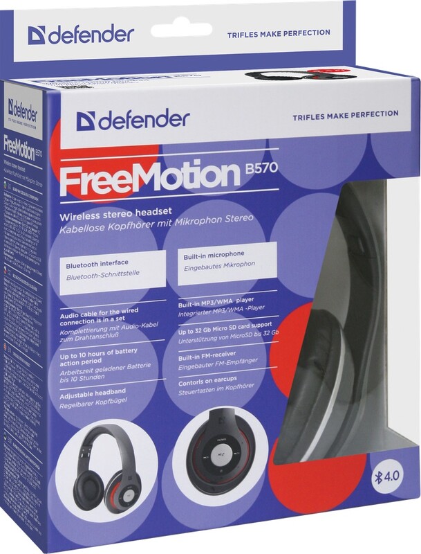 Bluetooth-гарнітура Defender FreeMotion B570 Grey/Red (63570)