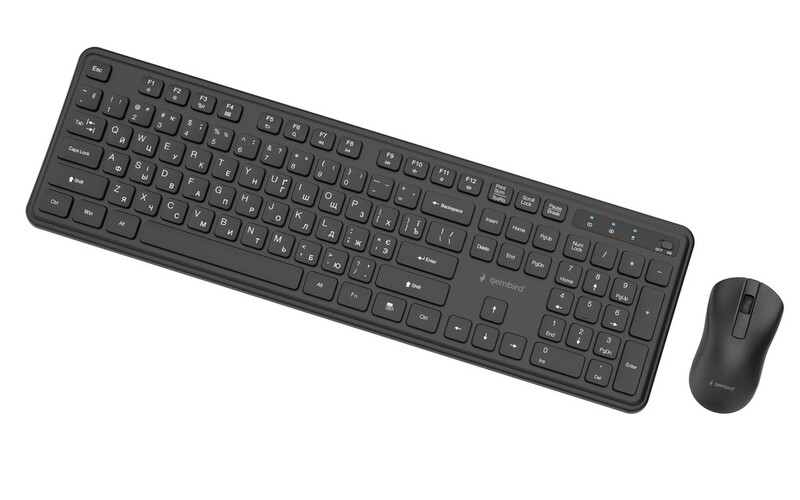 Комплект (клавіатура, миша) бездротовий Gembird KBS-WPS-01-CYRL Black