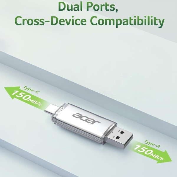 Флеш-накопитель USB3.2 128GB Acer UT300 Grey (BL.9BWWA.590)