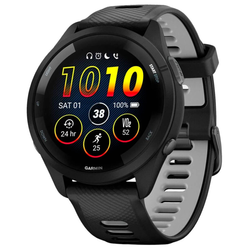 Смарт-годинник Garmin Forerunner 265 Black Bezel and Case with Black/Powder Gray Silicone Band (010-02810-10)