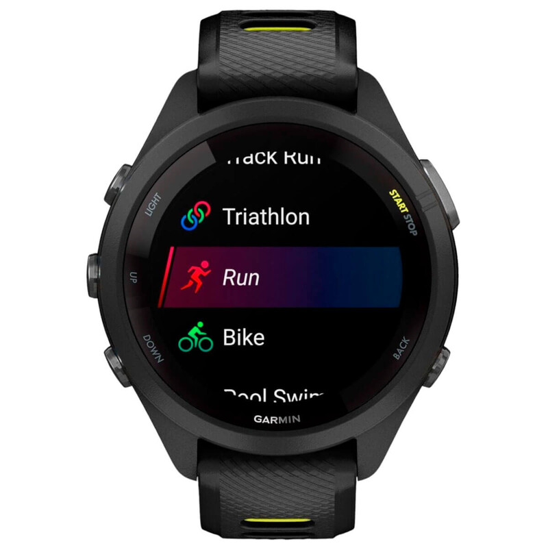 Смарт-годинник Garmin Forerunner 265S Black Bezel and Case with Black/Amp Yellow Silicone Band (010-02810-13)