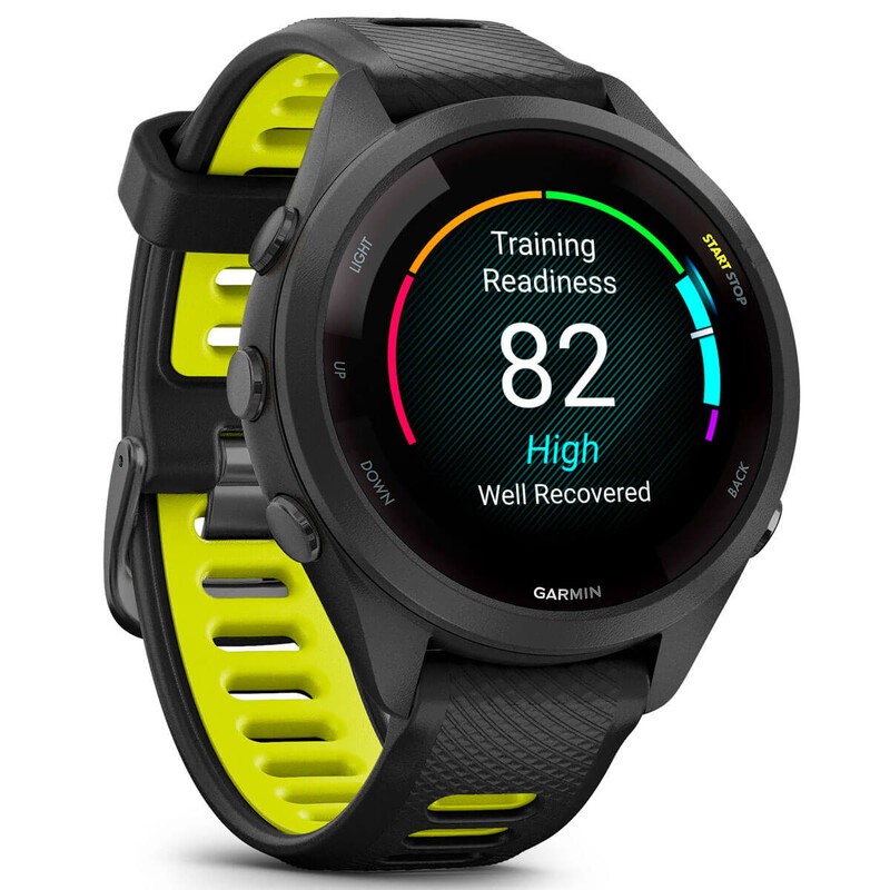 Смарт-годинник Garmin Forerunner 265S Black Bezel and Case with Black/Amp Yellow Silicone Band (010-02810-13)